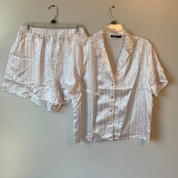 Nasty Gal Other - NASTY GAL Satin pink striped 2 pc short set. Like new. Size 12.